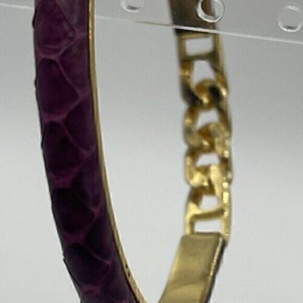 Vintage Red Wine/Gold Colored Snakeskin Bracelet Vtg Made In Italy Womens
